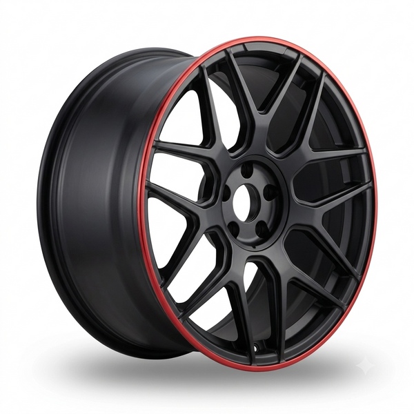 Mercedes AMG C63/E63 Style | 20x8.5, 20x9.5 | Matte Black Red Lip